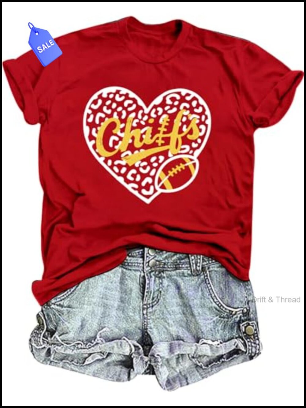 Women's Cotton Blend Game Day Football T-Shirt Crew Neck Short Sleeve
